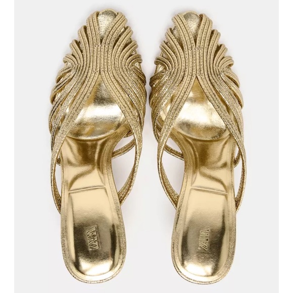 Zara Metallic Effect Stiletto Heal Sandals - Picture 10 of 11
